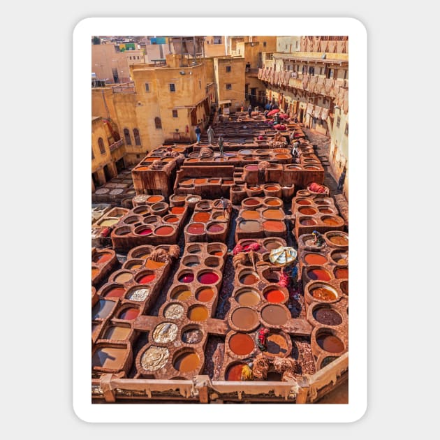 Chaouware Tanneries, Fez Sticker by bulljup
